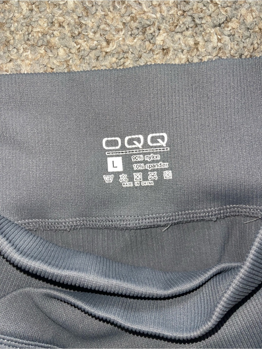 OQQ Ribbed High-Waist Leggings — Gray & Black - Picture 2 of 2